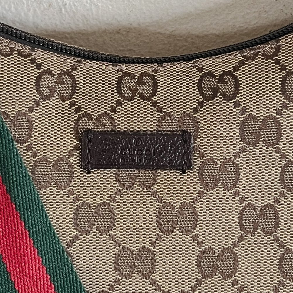 Gucci Brown GG Canvas Hobo with Green & Red Stripe Strap - Picture 9 of 10